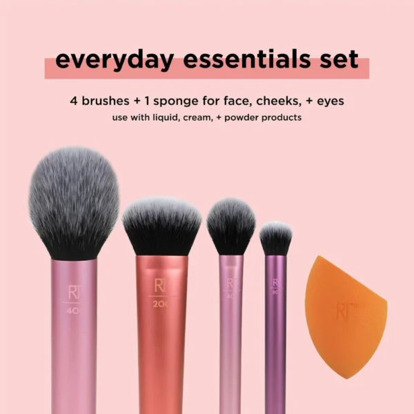 Real Techniques Everyday Essentials Brushes And Sponge Set